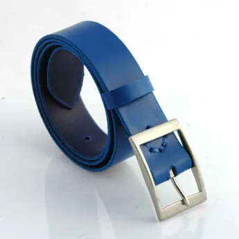 Ceinture en cuir bleu "Cyril" - Larg. 3,5 cm