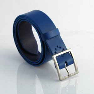 Ceinture en cuir bleu "Edouard" - Larg. 3,5 cm