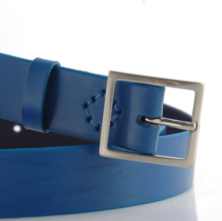 Ceinture en cuir bleu "Edouard" - Larg. 3,5 cm