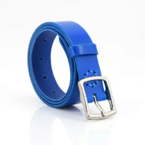 Ceinture en cuir bleu "Joseph" largeur 3 cm