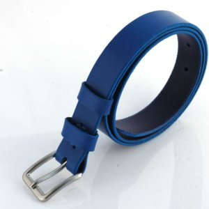 Ceinture en cuir bleu "Justine" - Larg. 2,5 cm