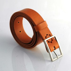 Ceinture en cuir cognac "Arnaud" - larg. 3 cm