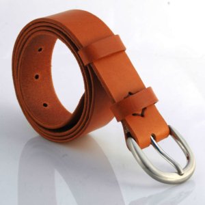 Ceinture en cuir cognac "Charles" - larg. 3,5 cm