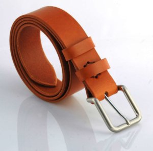 Ceinture en cuir cognac "Christian" - larg. 3,5 cm