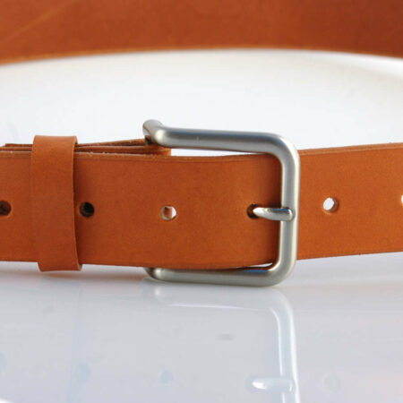 Ceinture en cuir cognac "Christian" - larg. 3,5 cm