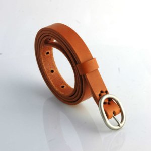 Ceinture en cuir cognac "Isabelle" - Larg. 2 cm