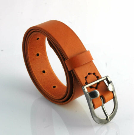 Ceinture en cuir cognac "P'tite oreille" - larg. 3 cm