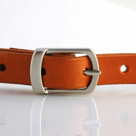 Ceinture fine en cuir cognac "Sarah" - Larg. 2 cm