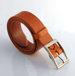 Ceinture en cuir cognac "Théo" - larg. 3,5 cm