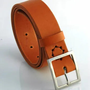 Ceinture en cuir cognac "Vivien" - Larg. 3,5 cm