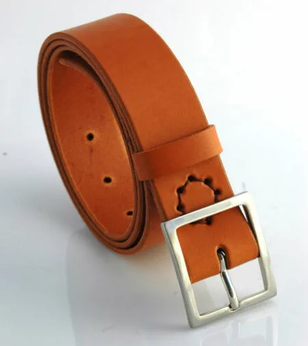 Ceinture en cuir cognac "Vivien" - Larg. 3,5 cm