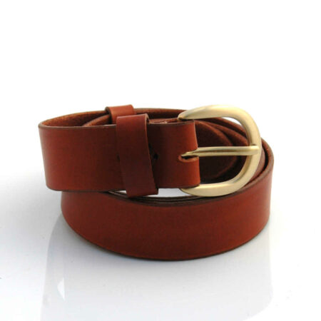 Ceinture en cuir marron fauve "Florian" - Larg. 3,5 cm