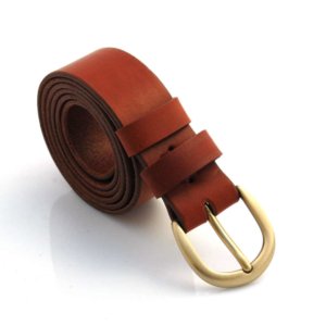 Ceinture en cuir marron fauve "Florian" - Larg. 3,5 cm