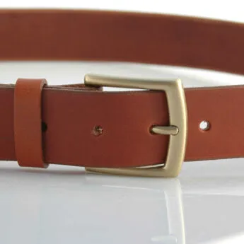 Ceinture en cuir marron fauve "Bastien" - larg. 3,5 cm