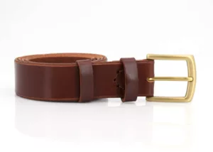 Ceinture en cuir marron fauve "Bastien" - larg. 3,5 cm