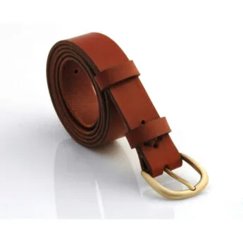 Ceinture en cuir marron fauve "Cédric" larg. 3 cm