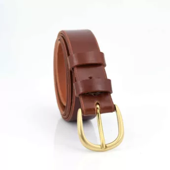 Ceinture en cuir marron fauve "Cédric" larg. 3 cm