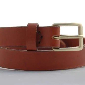 Ceinture en cuir marron fauve "Florence" - larg. 2,5 cm