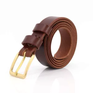 Ceinture en cuir marron fauve "Florence" - larg. 2,5 cm