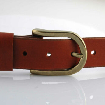 Ceinture en cuir marron fauve "Geoffrey" - larg. 3,5 cm