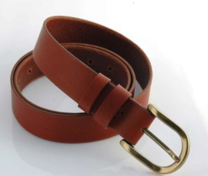Ceinture en cuir marron fauve "Geoffrey" - larg. 3,5 cm