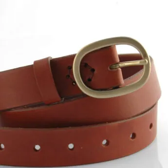 Ceinture en cuir marron fauve "Guillaume" - Larg. 3 cm