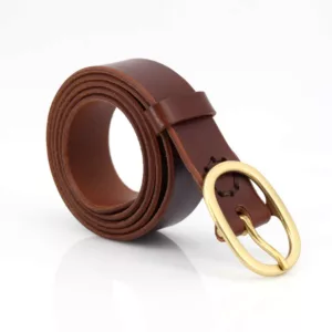 Ceinture en cuir marron fauve "Guillaume" - Larg. 3 cm