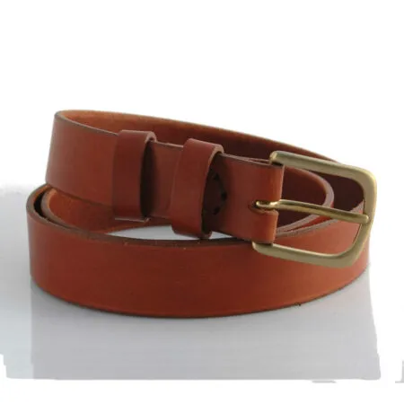 Ceinture en cuir marron fauve (tannage végétal) "Jérémy"