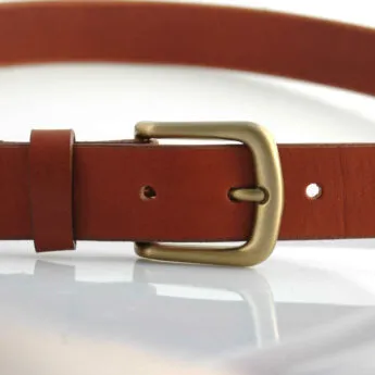 Ceinture en cuir marron fauve "Jonathan" - larg. 3 cm
