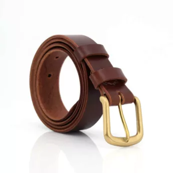 Ceinture en cuir marron fauve "Jonathan" - larg. 3 cm