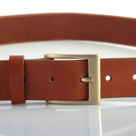 Ceinture en cuir marron fauve "Manuel" - larg. 3,5 cm