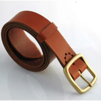 Ceinture en cuir marron fauve "Maxime" - larg. 3,5 cm