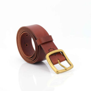 Ceinture en cuir marron fauve "Maxime" - larg. 3,5 cm