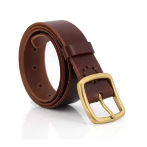 Ceinture en cuir marron fauve "Maxime" - larg. 3,5 cm