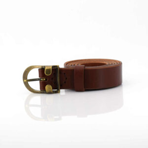 Ceinture en cuir marron fauve "P'tite oreille" - larg. 3 cm