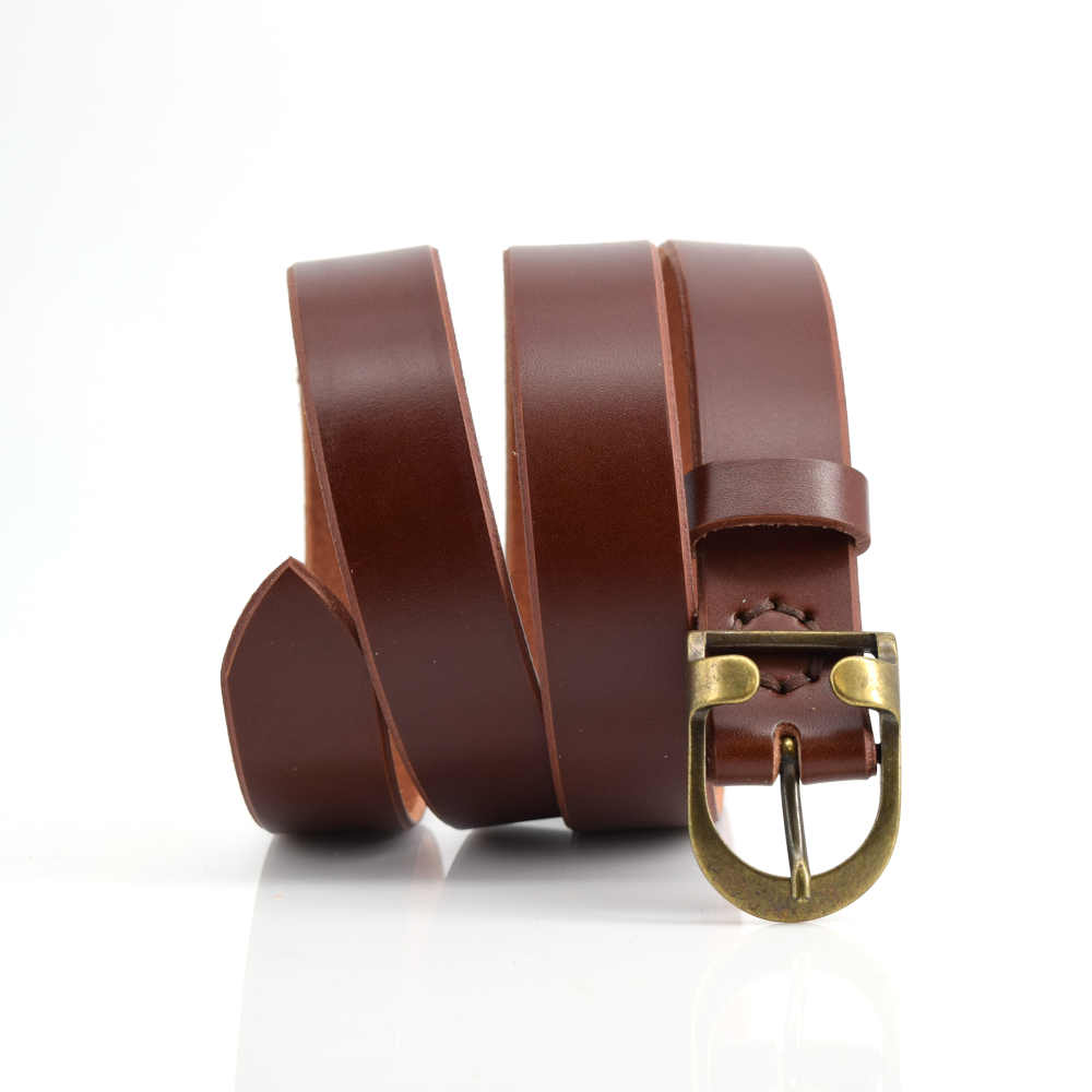 Ceinture en cuir marron fauve "P'tite oreille" - larg. 3 cm