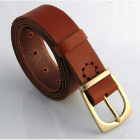 Ceinture en cuir marron fauve "Steven" - larg. 3,5 cm