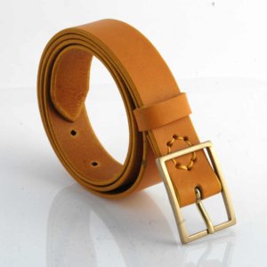 Ceinture en cuir jaune moutarde "Maryline" - larg. 3 cm