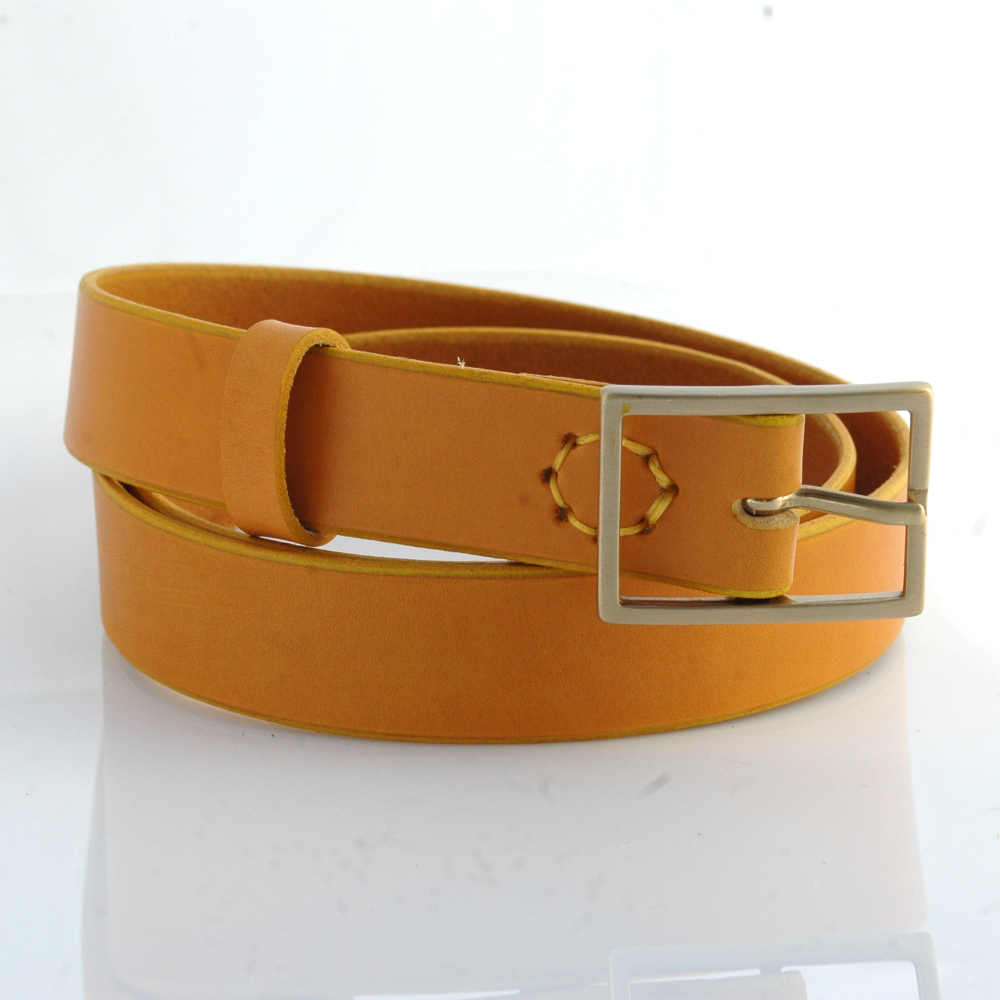 Ceinture en cuir jaune moutarde "Maryline" - larg. 3 cm