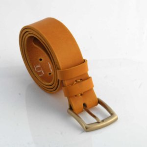 Ceinture en cuir jaune moutarde "Pauline" - larg. 3,5 cm