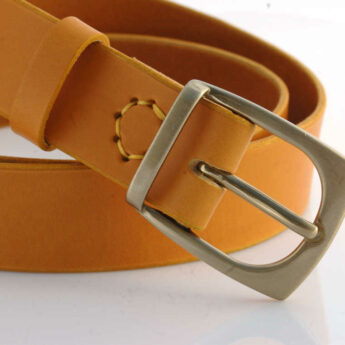 Ceinture en cuir jaune moutarde "Samuel" - larg. 3,5 cm