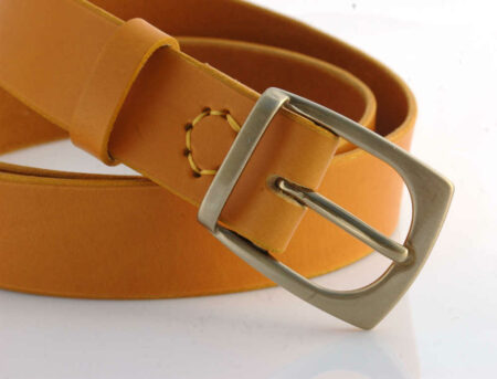 Ceinture en cuir jaune moutarde "Samuel" - larg. 3,5 cm