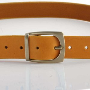 Ceinture en cuir jaune moutarde "Samuel" - larg. 3,5 cm