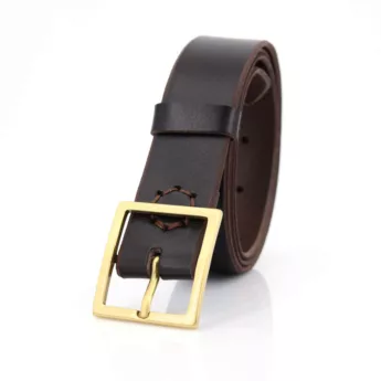 Ceinture en cuir marron chocolat "Benjamin" - Larg. 3,5 cm