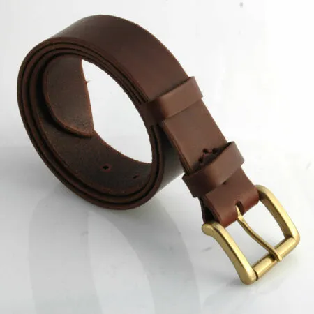 Ceinture en cuir marron chocolat à rouleau "Sylvain"