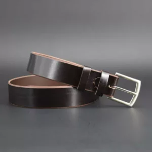 Ceinture en cuir marron foncé "Simon" - larg. 3,5 cm