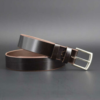 Ceinture en cuir marron foncé "Simon" - larg. 3,5 cm