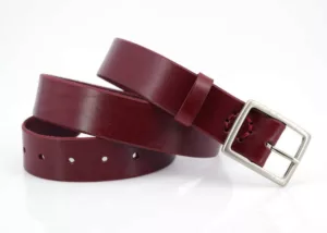 Ceinture en cuir rouge Bordeaux "Loan" - larg. 3,5 cm