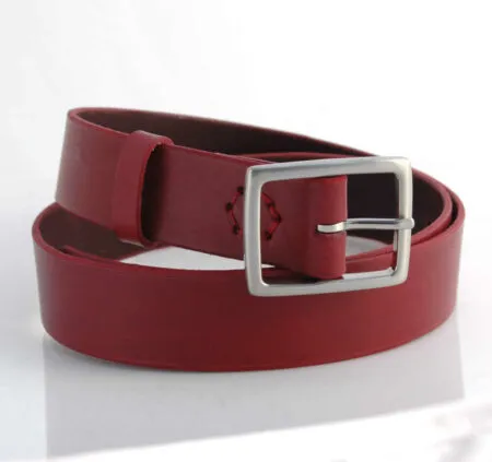 Ceinture en cuir rouge Bordeaux "Loan" - larg. 3,5 cm