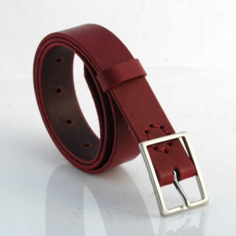 Ceinture en cuir rouge Bordeaux "Sacha" - larg. 3 cm